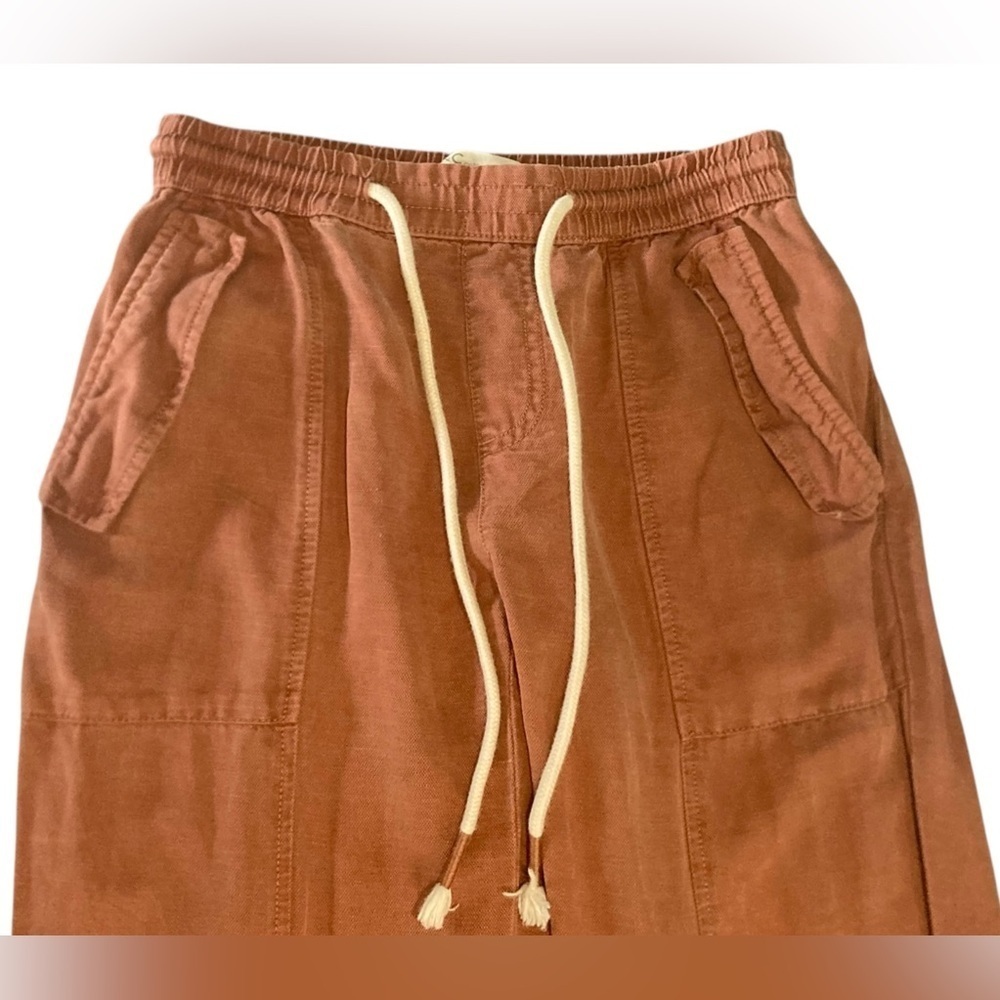 C&C California Rust Brick Joggers Large Linen Boho Lounge Pants Size XS